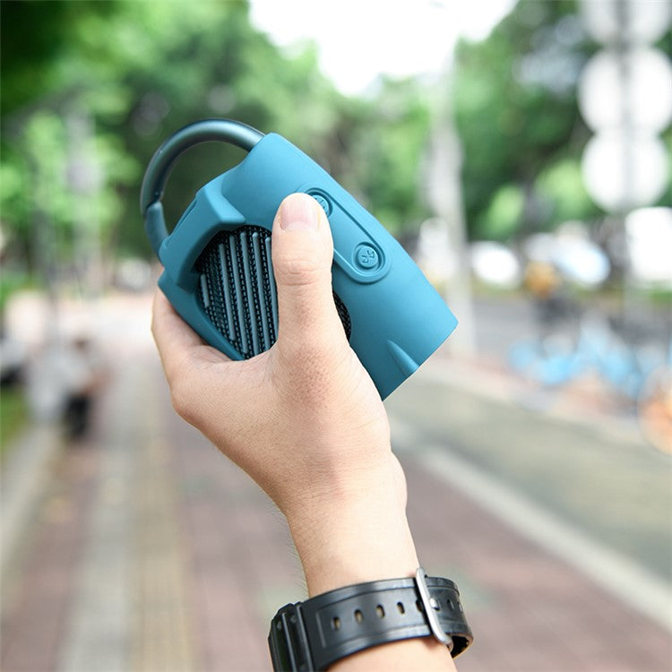 TXESIGN For JBL CLIP4 Bluetooth Speaker Protective Cover Soft Silicone Carrying Case with Straps - Blue