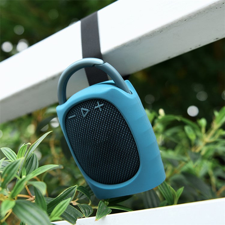 TXESIGN For JBL CLIP4 Bluetooth Speaker Protective Cover Soft Silicone Carrying Case with Straps - Blue