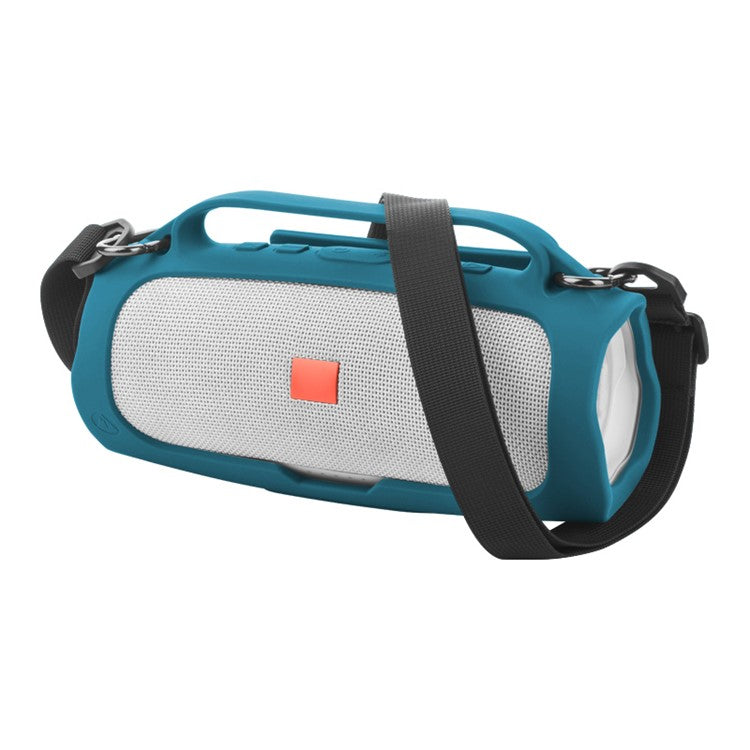 TXESIGN Silicone Sleeve for JBL Charge4 Portable Wireless Bluetooth Speaker Carrying Case with Shoulder Strap - Blue