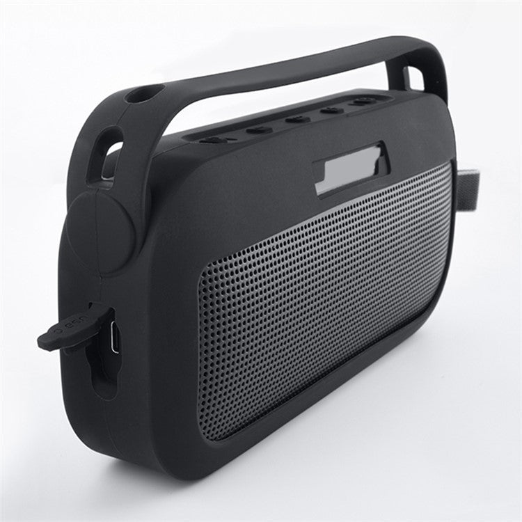 TXESIGN For Bose SoundLink Flex Portable Speaker Sleeve Silicone Case Protective Cover with Handle Strap and Shoulder Strap - Black