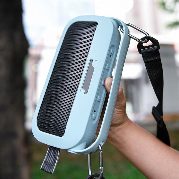 TXESIGN For Bose SoundLink Flex Portable Speaker Sleeve Silicone Case Protective Cover with Handle Strap and Shoulder Strap - Blue