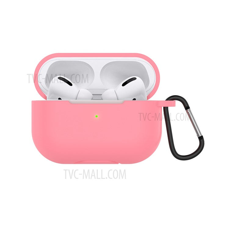 Solid Color Wireless Earphone Silicone Protective Case Cover for Airpods Pro - Pink