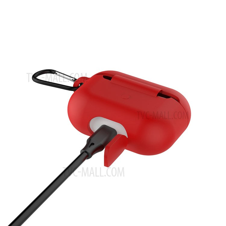 Solid Color Wireless Earphone Silicone Protective Case Cover for Airpods Pro - Red