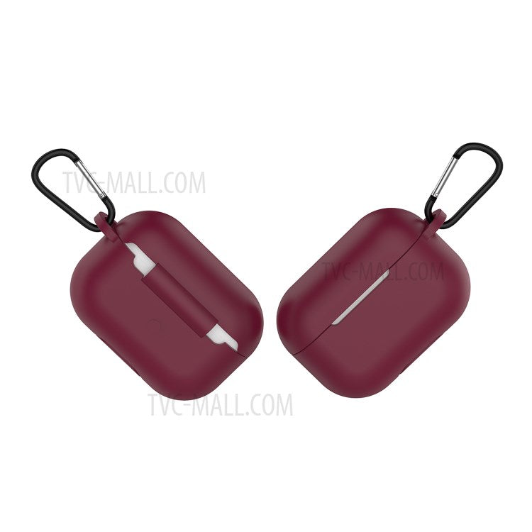 Solid Color Wireless Earphone Silicone Protective Case Cover for Airpods Pro - Wine Red