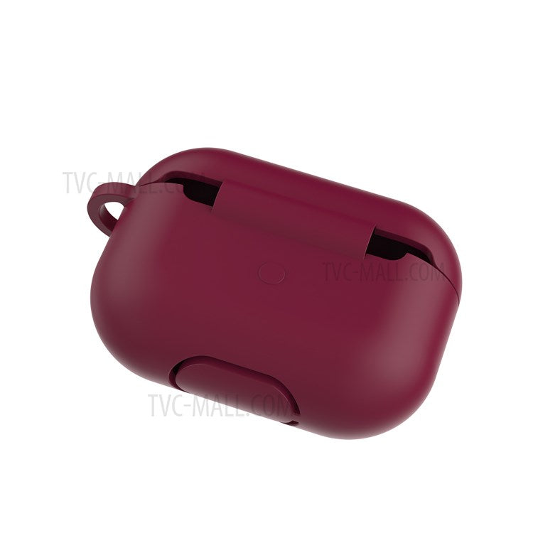 Solid Color Wireless Earphone Silicone Protective Case Cover for Airpods Pro - Wine Red