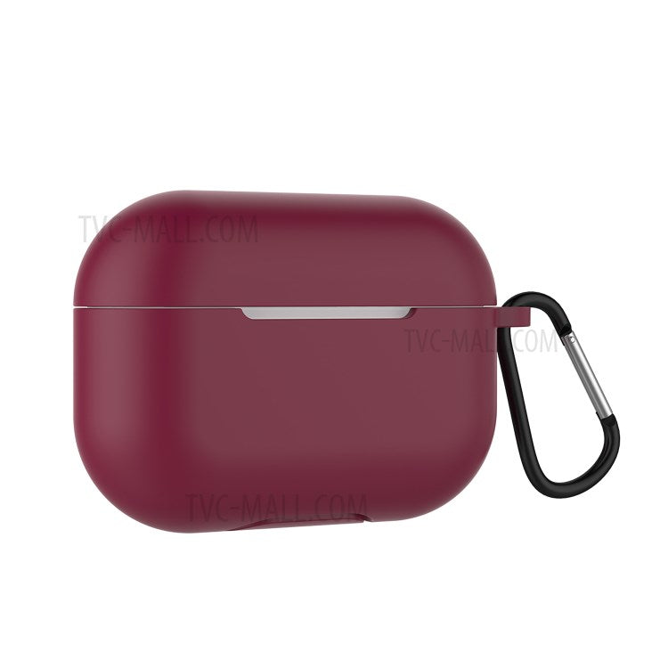 Solid Color Wireless Earphone Silicone Protective Case Cover for Airpods Pro - Wine Red