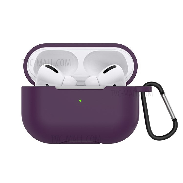 Solid Color Wireless Earphone Silicone Protective Case Cover for Airpods Pro - Purple