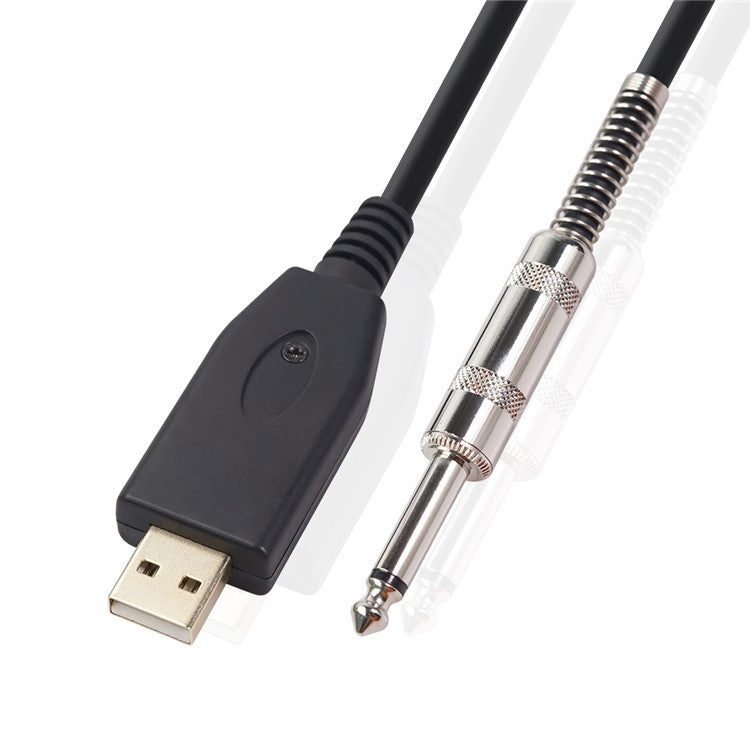 USB Guitar Cable USB 2.0 Interface Male to 1/4 Inch TS(6.35)Jack Connector Cord Electric Guitar Audio Cable US48S [2M]