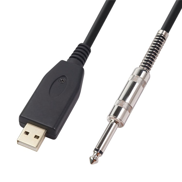 USB Guitar Cable USB 2.0 Interface Male to 1/4 Inch TS(6.35)Jack Connector Cord Electric Guitar Audio Cable US48S [2M]