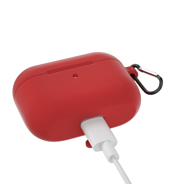 For Apple AirPods Pro Silicone Case with Buckle - Red