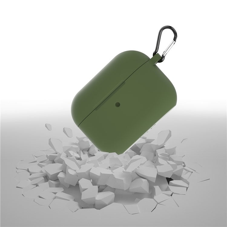 For Apple AirPods Pro Silicone Case with Buckle - Army Green