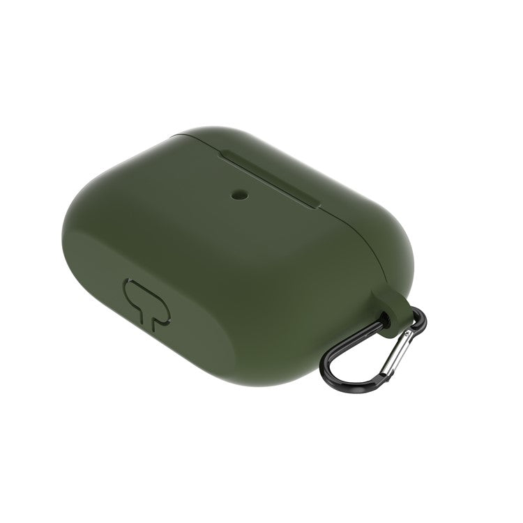 For Apple AirPods Pro Silicone Case with Buckle - Army Green