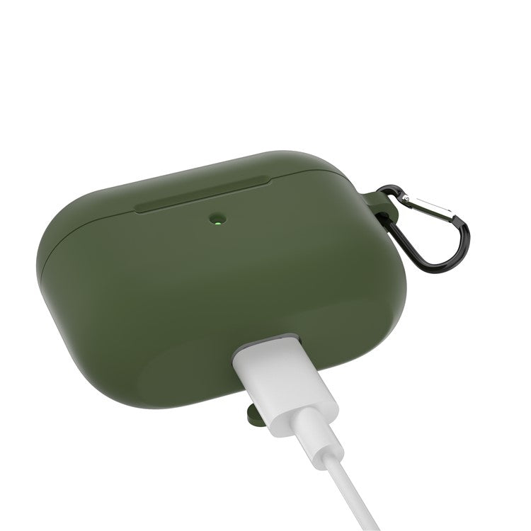 For Apple AirPods Pro Silicone Case with Buckle - Army Green