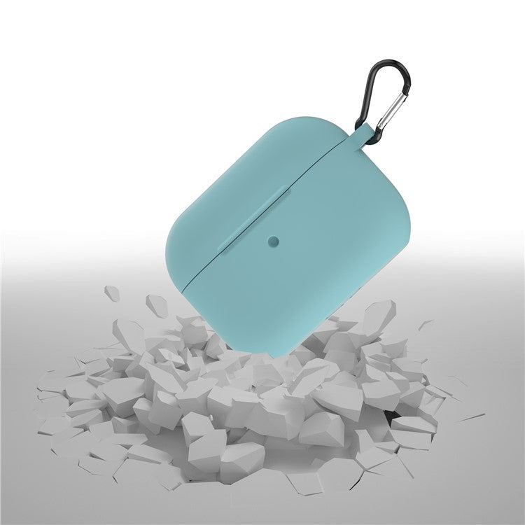 For Apple AirPods Pro Silicone Case with Buckle - Cyan