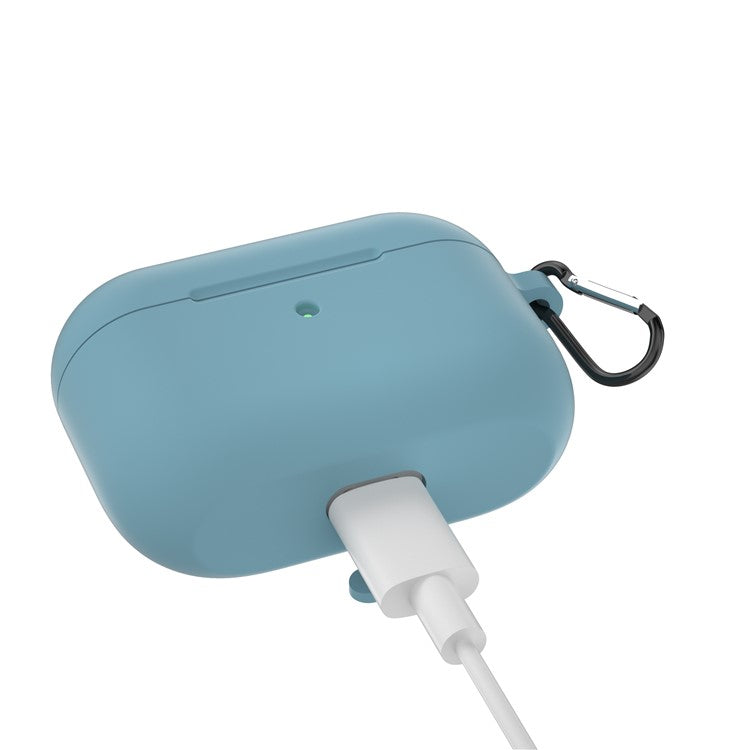 For Apple AirPods Pro Silicone Case with Buckle - Cyan