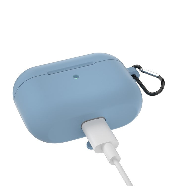 For Apple AirPods Pro Silicone Case with Buckle - Baby Blue