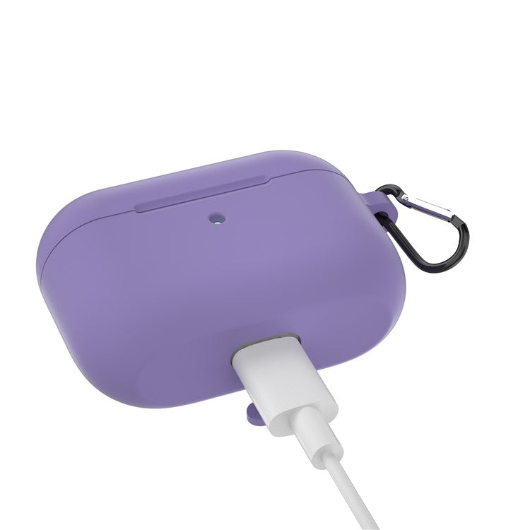 For Apple AirPods Pro Silicone Case with Buckle - Purple