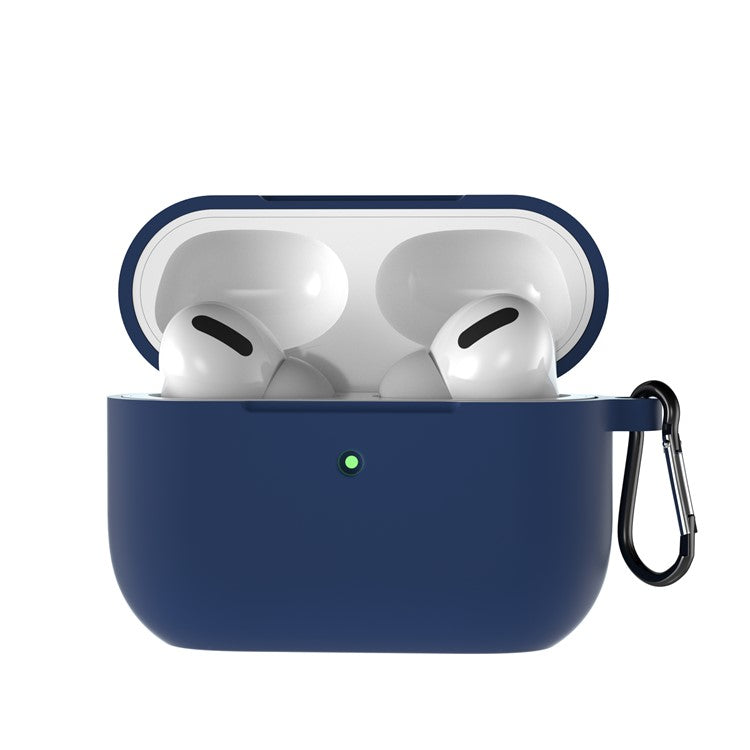 For Apple AirPods Pro Silicone Case with Buckle - Dark Blue