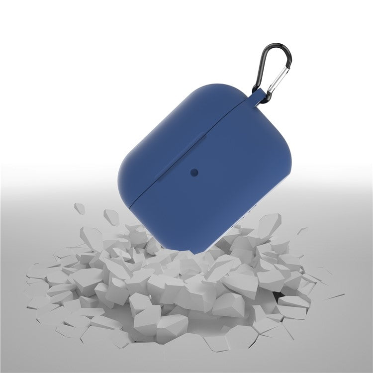 For Apple AirPods Pro Silicone Case with Buckle - Dark Blue