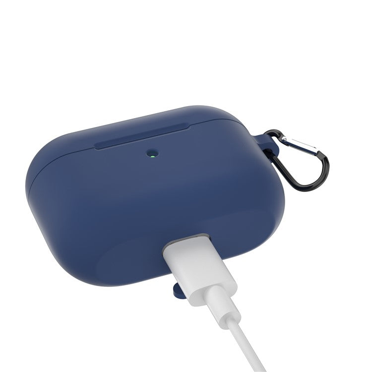 For Apple AirPods Pro Silicone Case with Buckle - Dark Blue