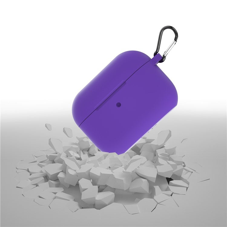 For Apple AirPods Pro Silicone Case with Buckle - Dark Purple