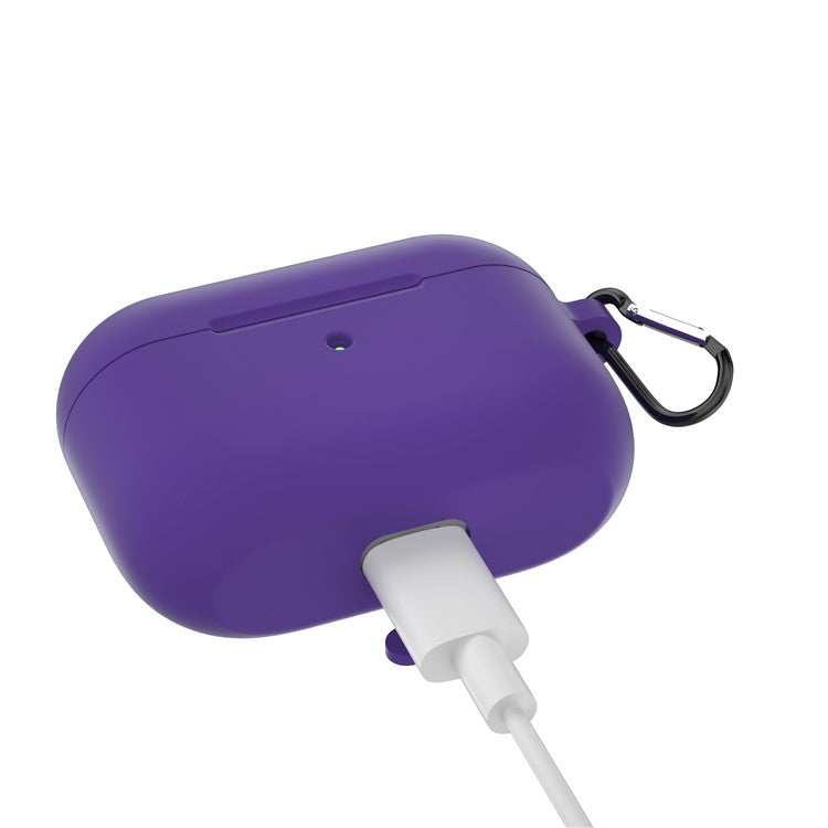 For Apple AirPods Pro Silicone Case with Buckle - Dark Purple