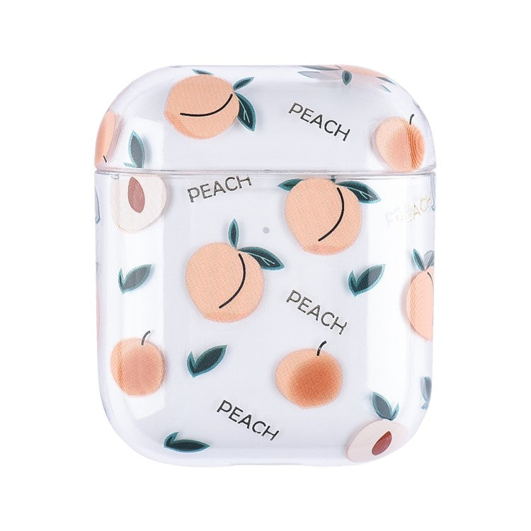 Fruit Pattern Printing PC Protective Case for Apple AirPods with Charging Case (2019)/(2016) / AirPods with Wireless Charging Case (2019) - Peach