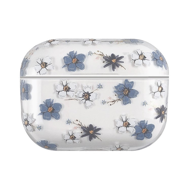 Fruits Printing Skin PC Clear Case for Apple AirPods Pro - Blue/White Flower