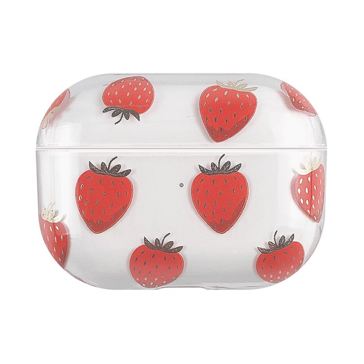 Fruits Printing Skin PC Clear Case for Apple AirPods Pro - Red Strawberry