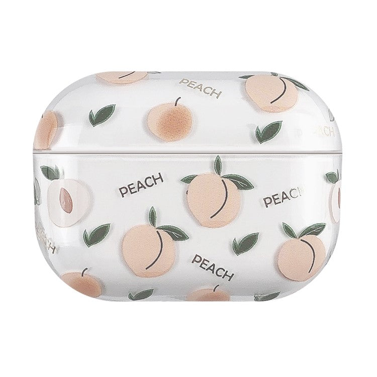 Fruits Printing Skin PC Clear Case for Apple AirPods Pro - Pink Peach