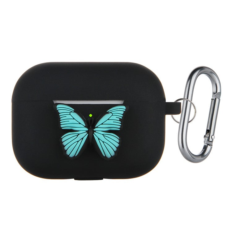 Butterfly Decor Silicone Protective Case Headsets Accessories for Apple AirPods Pro - Black