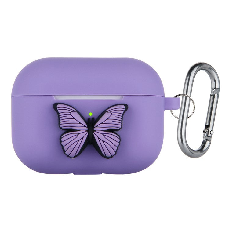 Butterfly Decor Silicone Protective Case Headsets Accessories for Apple AirPods Pro - Purple