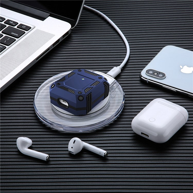 Drop-proof PC + TPU Protection Cover for Apple AirPods with Wireless Charging Case (2019)/AirPods with Charging Case (2019)/(2016) - Blue