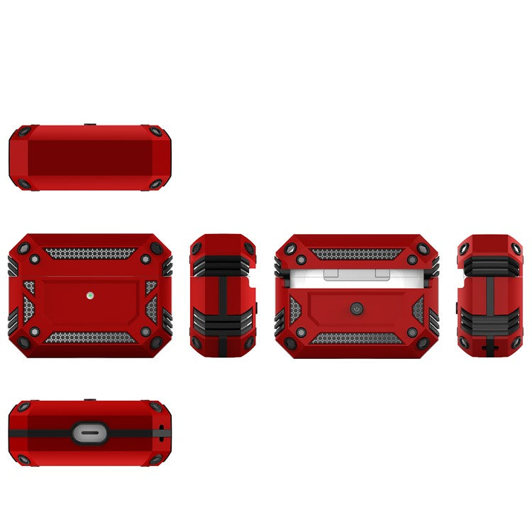 Shockproof Military Protection Case Anti-fall Phone AirPods Cover for Apple AirPods Pro - Red