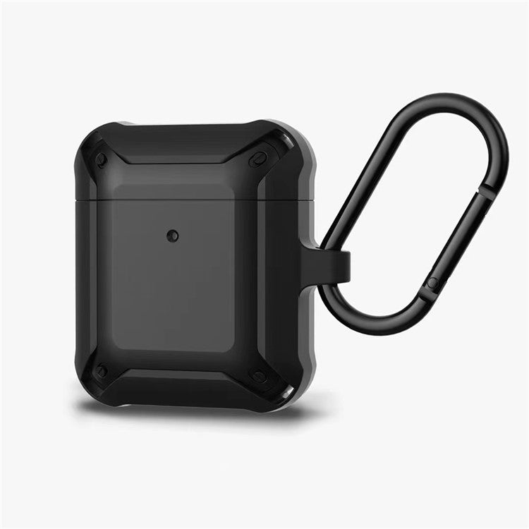 Drop Resistant Armor TPU PC Hybrid Case for Apple AirPods with Wireless Charging Case (2019)/Charging Case (2019)/(2016) - Black