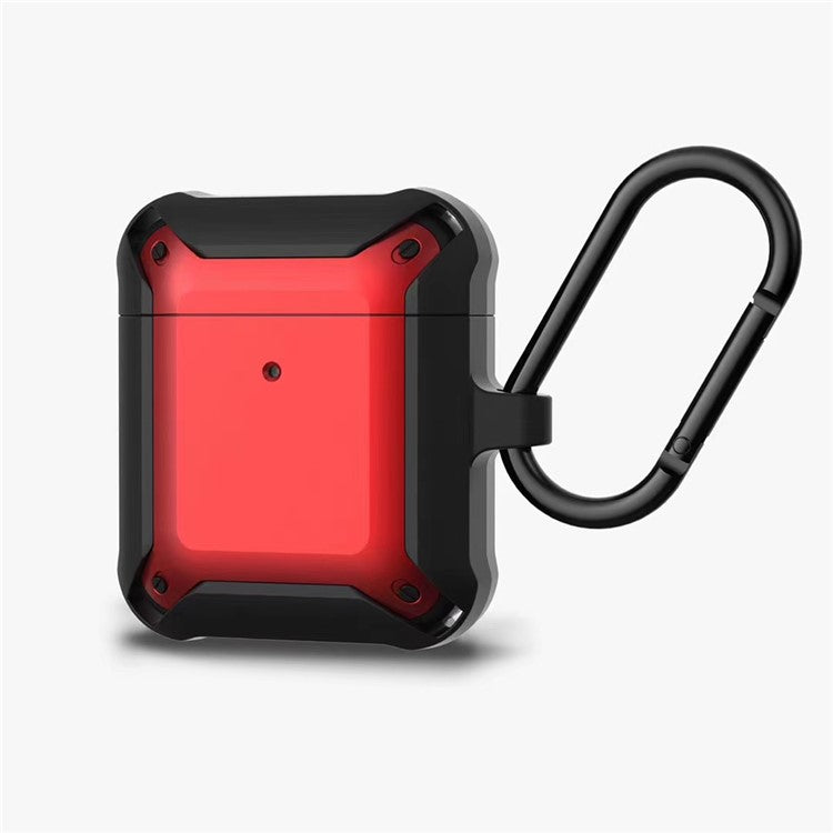 Drop Resistant Armor TPU PC Hybrid Case for Apple AirPods with Wireless Charging Case (2019)/Charging Case (2019)/(2016) - Red/Black