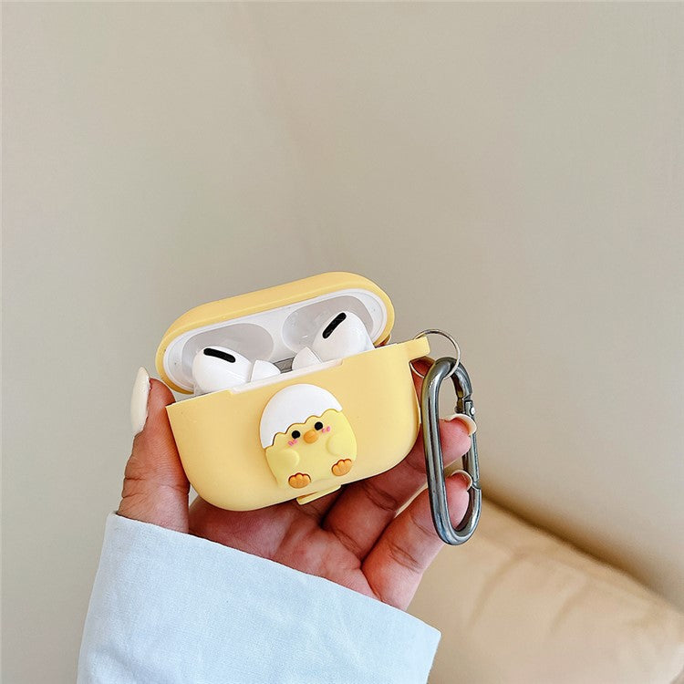 Soft TPU Bluetooth Earphone Protective Case with 3D Doll Decor for Apple AirPods Pro - Yellow / Chick