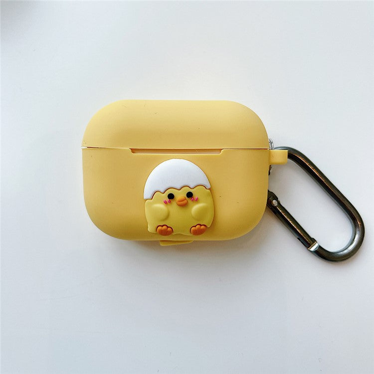 Soft TPU Bluetooth Earphone Protective Case with 3D Doll Decor for Apple AirPods Pro - Yellow / Chick