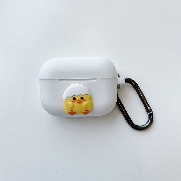 Soft TPU Bluetooth Earphone Protective Case with 3D Doll Decor for Apple AirPods Pro - White / Chick