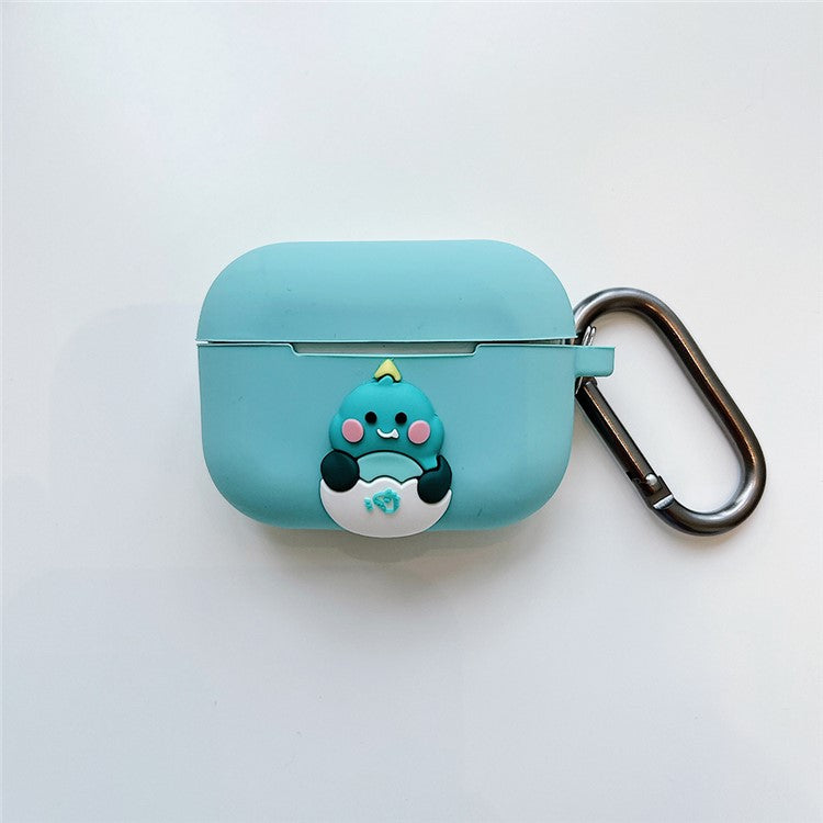 Soft TPU Bluetooth Earphone Protective Case with 3D Doll Decor for Apple AirPods Pro - Blue / Dinosaur