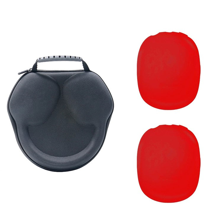 Silicone Over Ear Headphone Case + Protective Sleeve Bag for AirPods Max 2024 (USB-C) / Max - Red