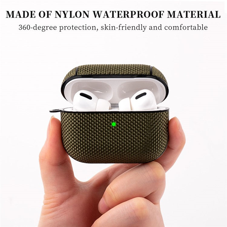 PC + Cloth Bluetooth Earphone Protection Case Cover with Buckle for AirPods Pro - Green