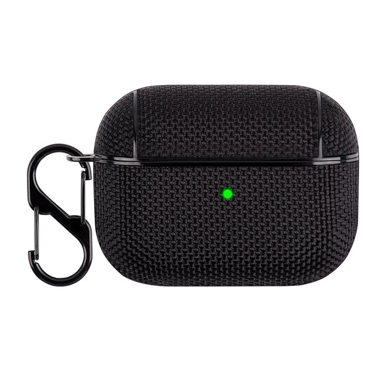 PC + Cloth Bluetooth Earphone Protection Case Cover with Buckle for AirPods Pro - Black