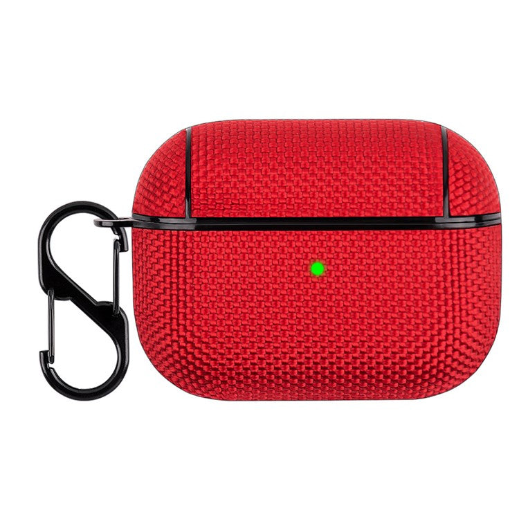 PC + Cloth Bluetooth Earphone Protection Case Cover with Buckle for AirPods Pro - Red