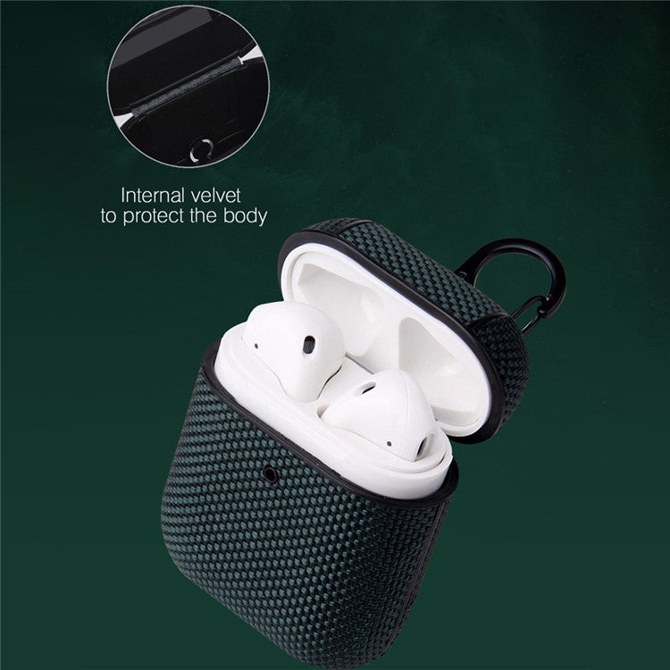 PC + Cloth Bluetooth Earphone Case Cover with Buckle for AirPods with Wireless Charging Case (2019)/AirPods with Charging Case (2016)/(2019) - Grey