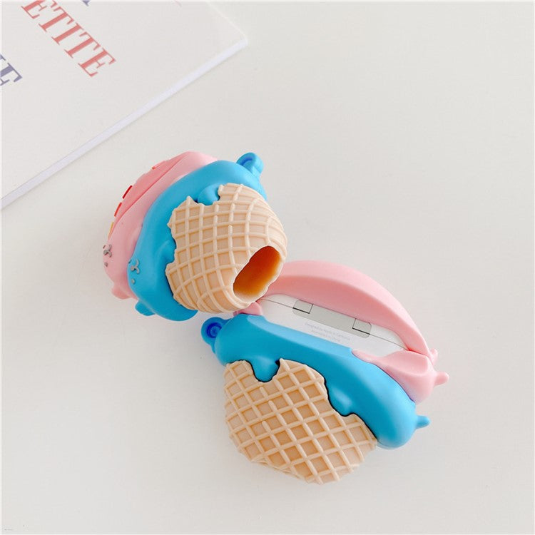 For AirPods Pro 2 / AirPods Pro Cartoon Cat Ice Cream Cover Silicone Earphone Case with Hanging Buckle