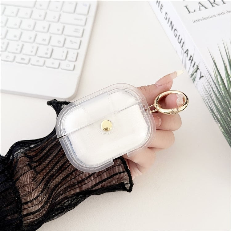 For Apple AirPods Pro Charging Case Cover Bluetooth Headset Case with Ring Buckle - Transparent