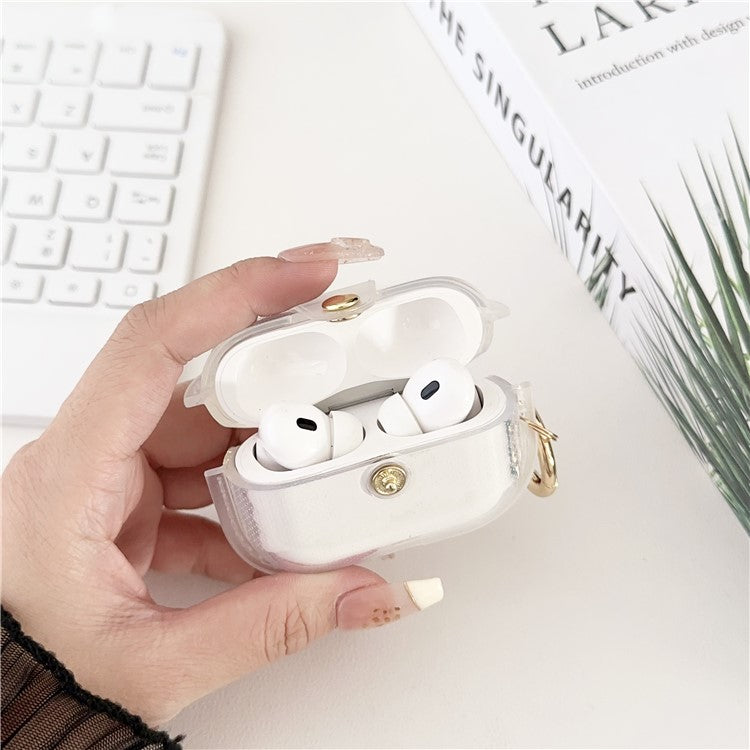 For Apple AirPods Pro Charging Case Cover Bluetooth Headset Case with Ring Buckle - Transparent