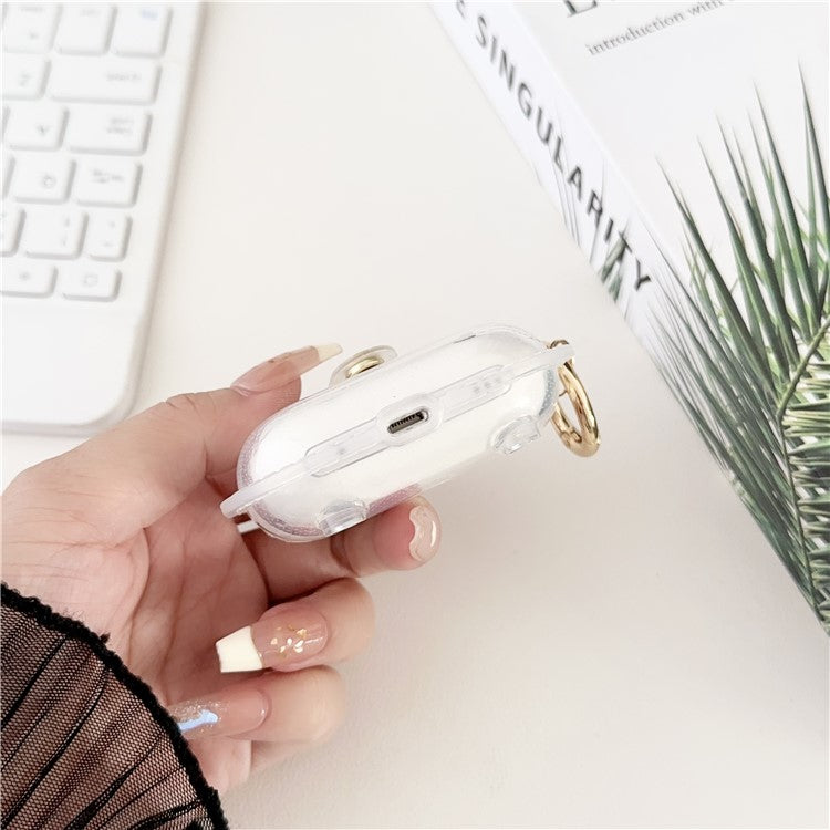 For Apple AirPods Pro Charging Case Cover Bluetooth Headset Case with Ring Buckle - Transparent