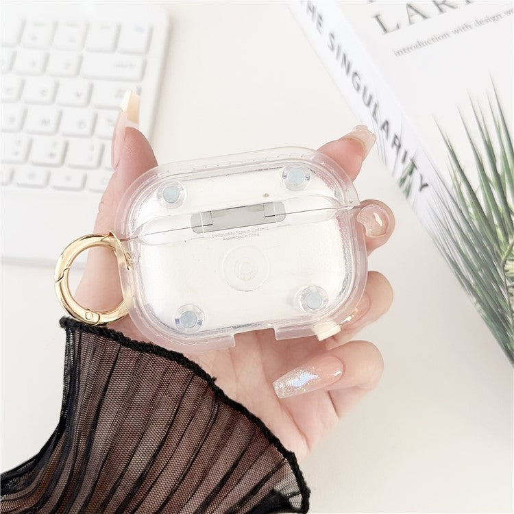 For Apple AirPods Pro Charging Case Cover Bluetooth Headset Case with Ring Buckle - Transparent